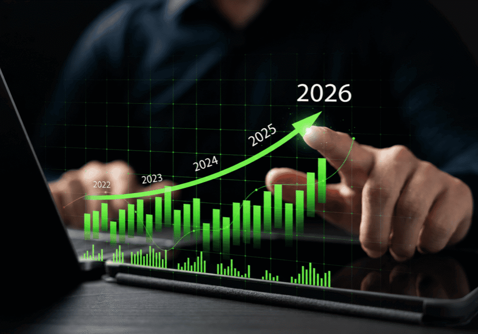 "Person interacting with a digital growth chart"